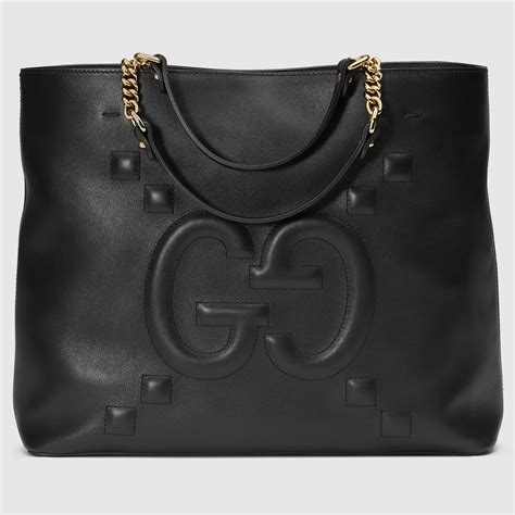 gucci white embossed bag|Gucci embossed leather tote bag.